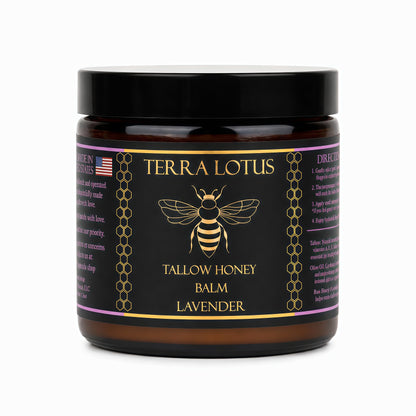 Terra Lotus - Organic Grass-Fed Beef Tallow Balm with Raw Honey - Moisturizing Cream for Soft, Smooth Skin - Handmade All-Natural Moisturizer,(4 Oz, Lavender,Citrus)