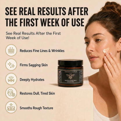 Terra Lotus - Organic Grass-Fed Beef Tallow Balm with Raw Honey - Moisturizing Cream for Soft, Smooth Skin - Handmade All-Natural Moisturizer,(4 Oz, Lavender,Citrus)