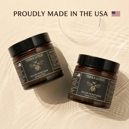 Terra Lotus - Organic Grass-Fed Beef Tallow Balm with Raw Honey - Moisturizing Cream for Soft, Smooth Skin - Handmade All-Natural Moisturizer,(4 Oz, Lavender,Citrus)